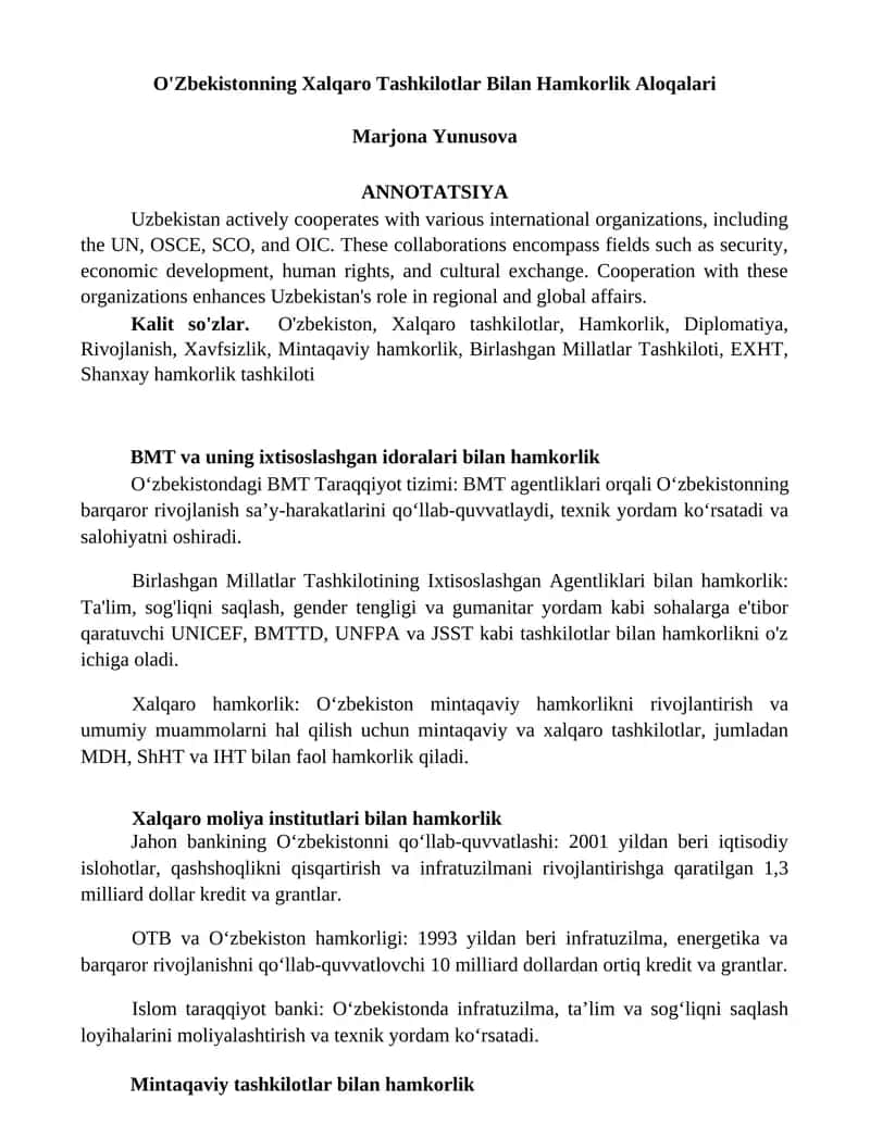 BMT va uning ixtisoslashgan idoralari bilan hamkorlik 1