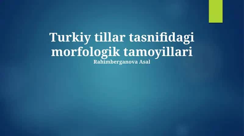 Turkik tillar tasnifidagi morfologik tamoyillari 1