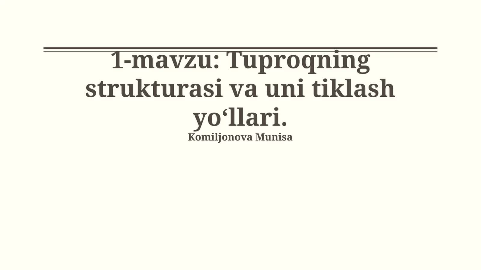Tuproq tuzilishi 1