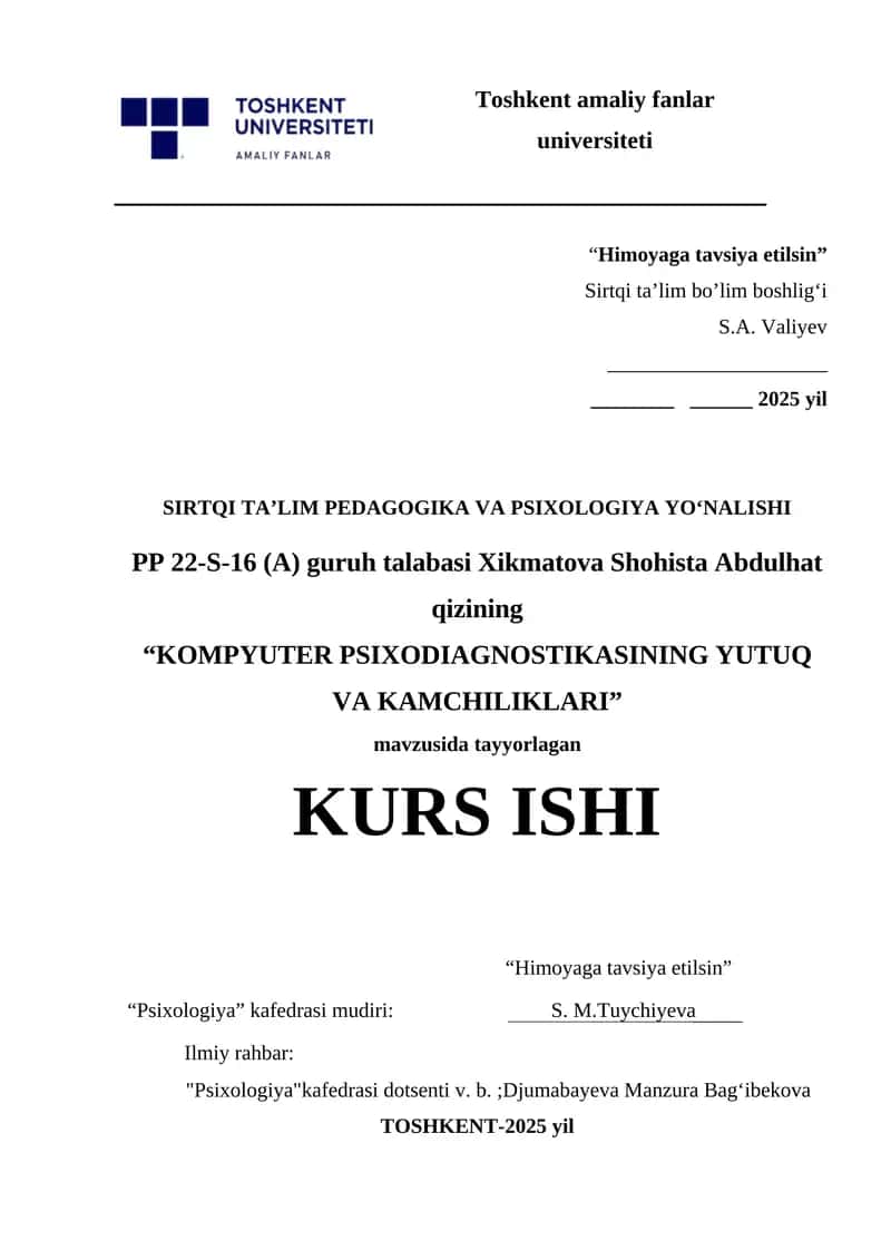 KOMPYUTER PSIXODIAGNOSTIKASINING YUTUQ VA KAMCHILIKLARI 1