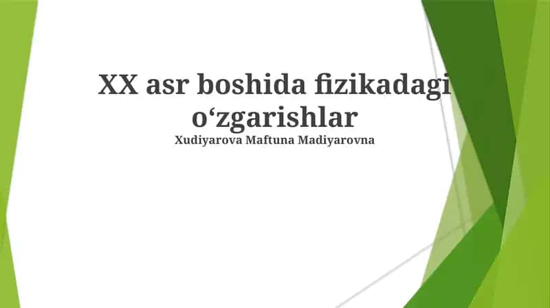 Klassik Fizikaning Yemirilishi 1