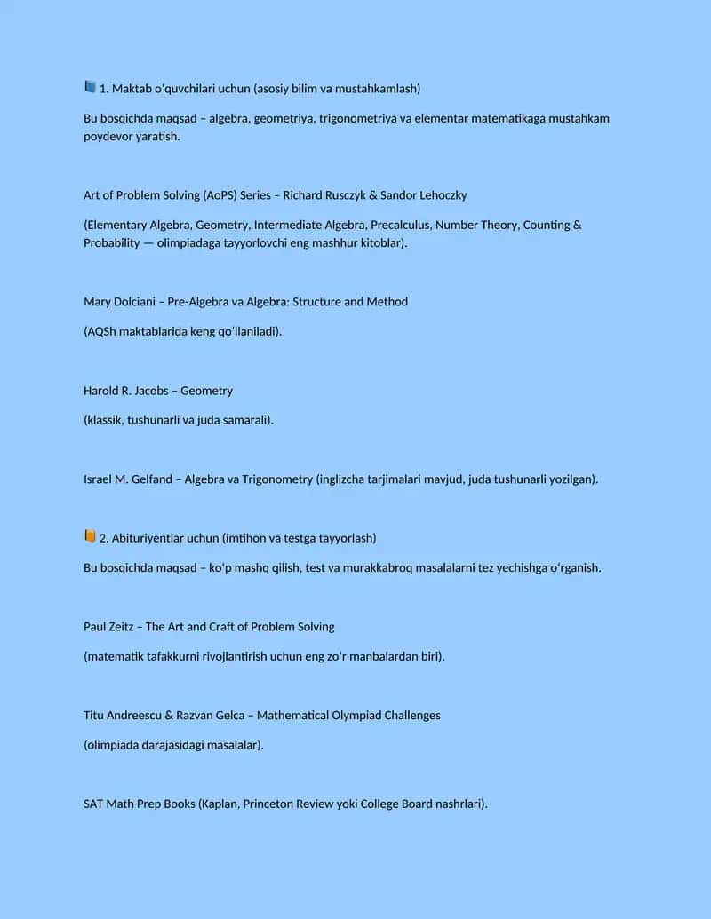 Oʻquv qoʻllanma rejasi 1