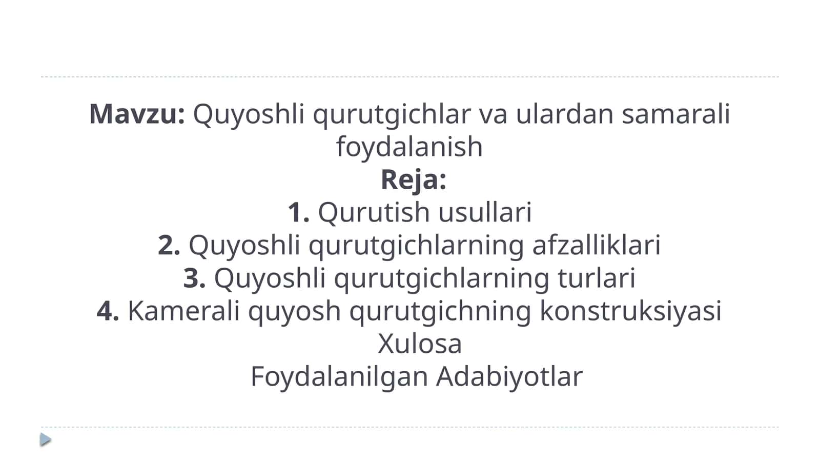 Quyoshli qurutgichlar 1