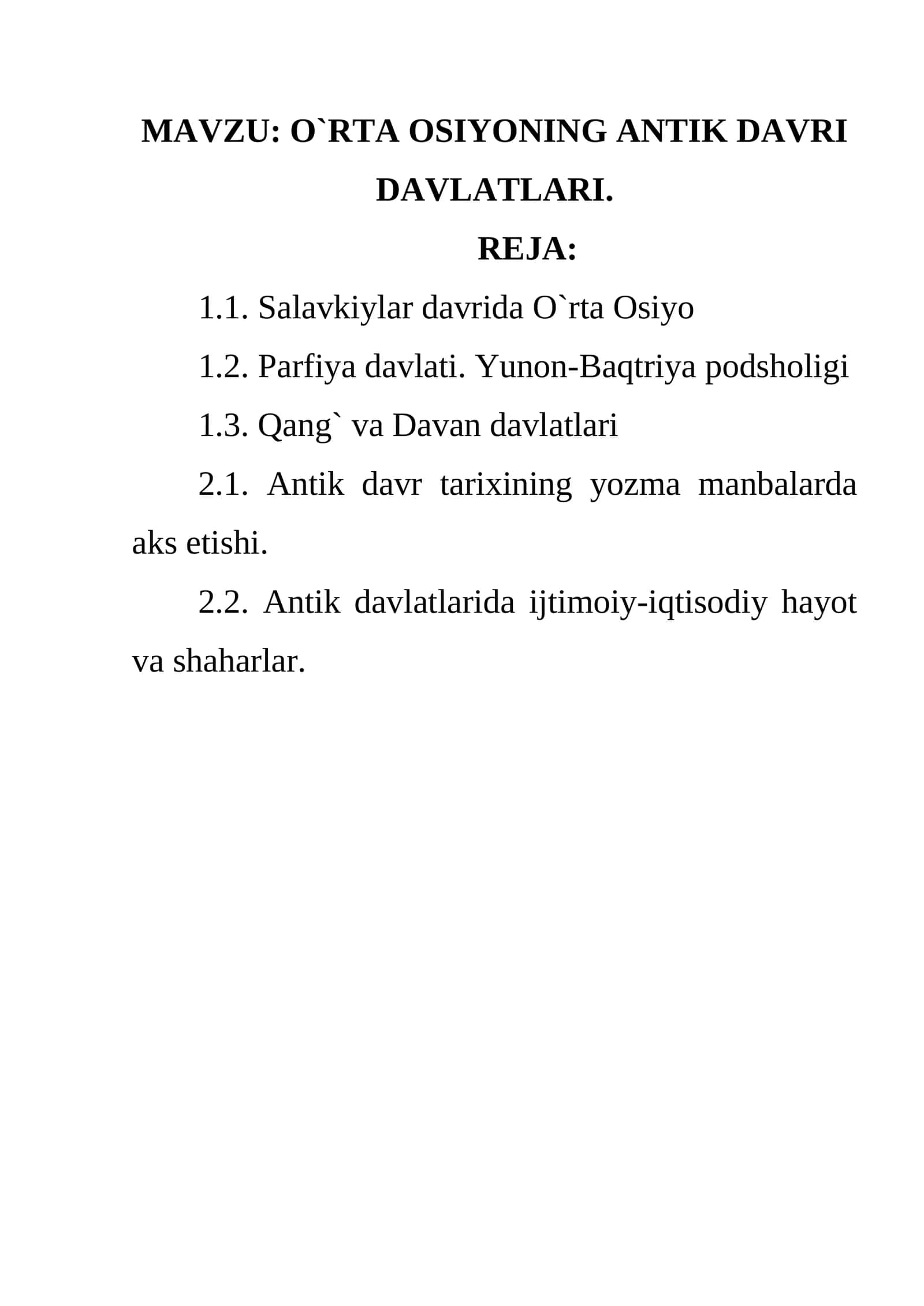 O`RTA OSIYONING ANTIK DAVRI DAVLATLARI 1