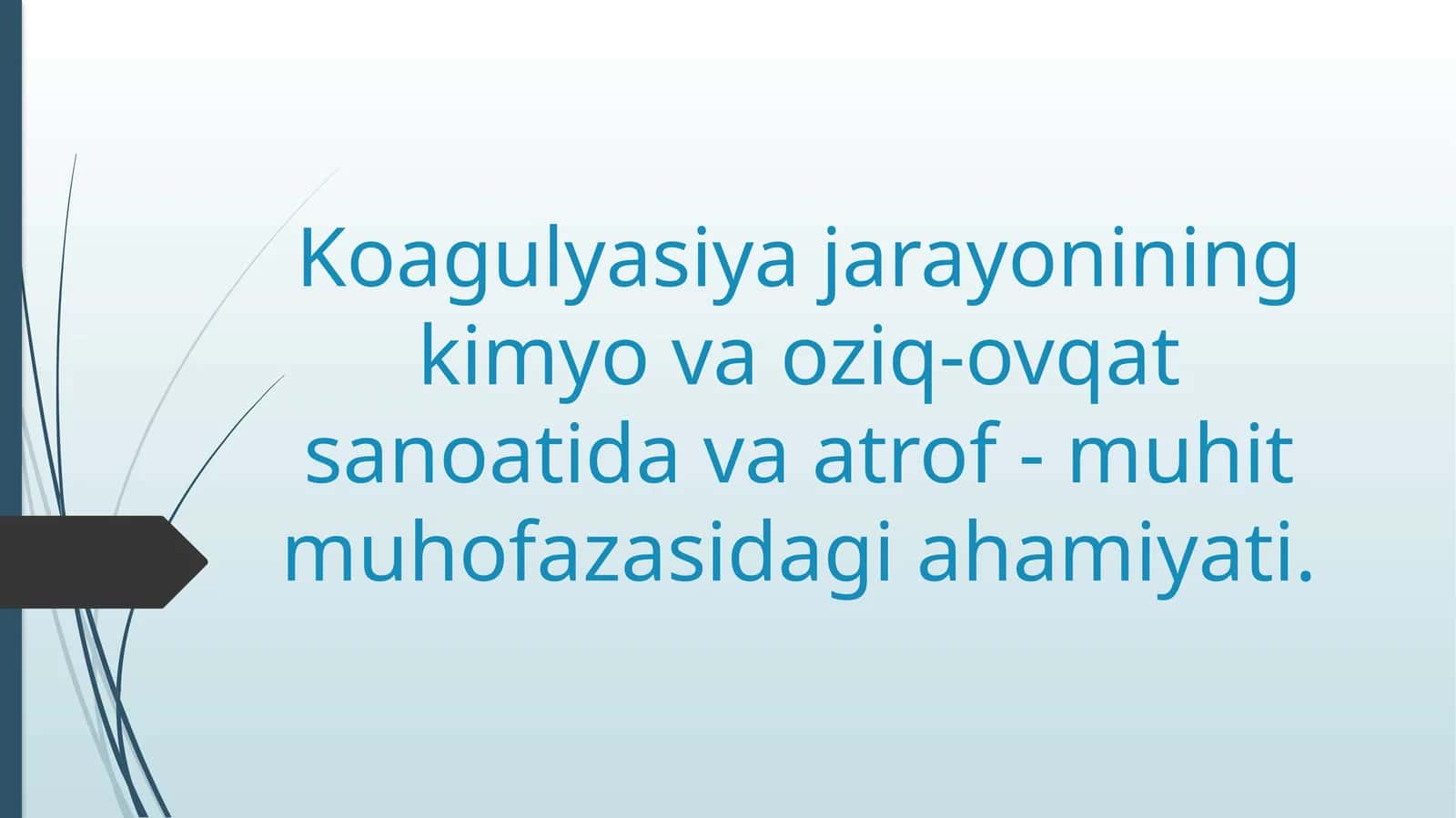 Koagulyasiya jarayonining kimyo va oziq-ovqat sanoatida va atrof - muhit muhofazasidagi ahamiyati. 1