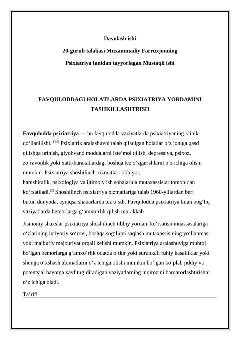 Davolash ishi 1