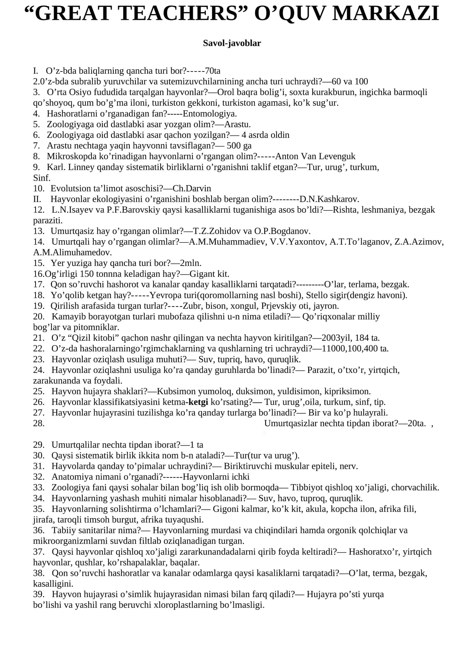 zoologiyadan savol javob zo`ri yuklab oling 1