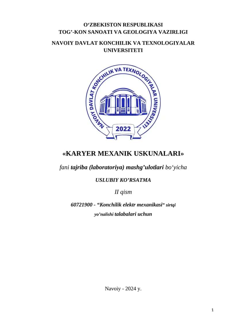 KARYER MEXANIK USKUNALARI 1