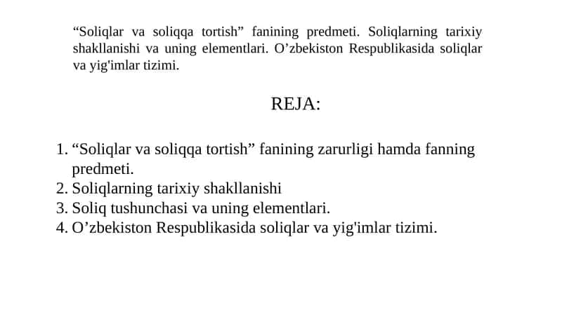 Soliqlar va soliqqa tortish 1