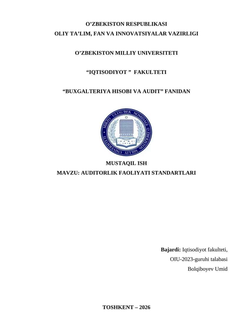 Auditorlik faoliyati standartlari 1