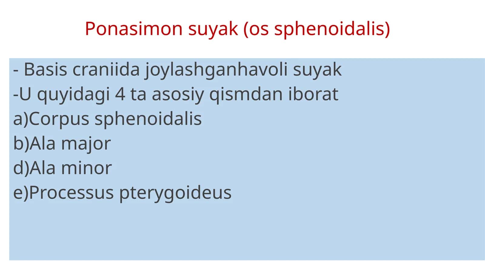 Ponasimon suyak (os sphenoidalis) 1