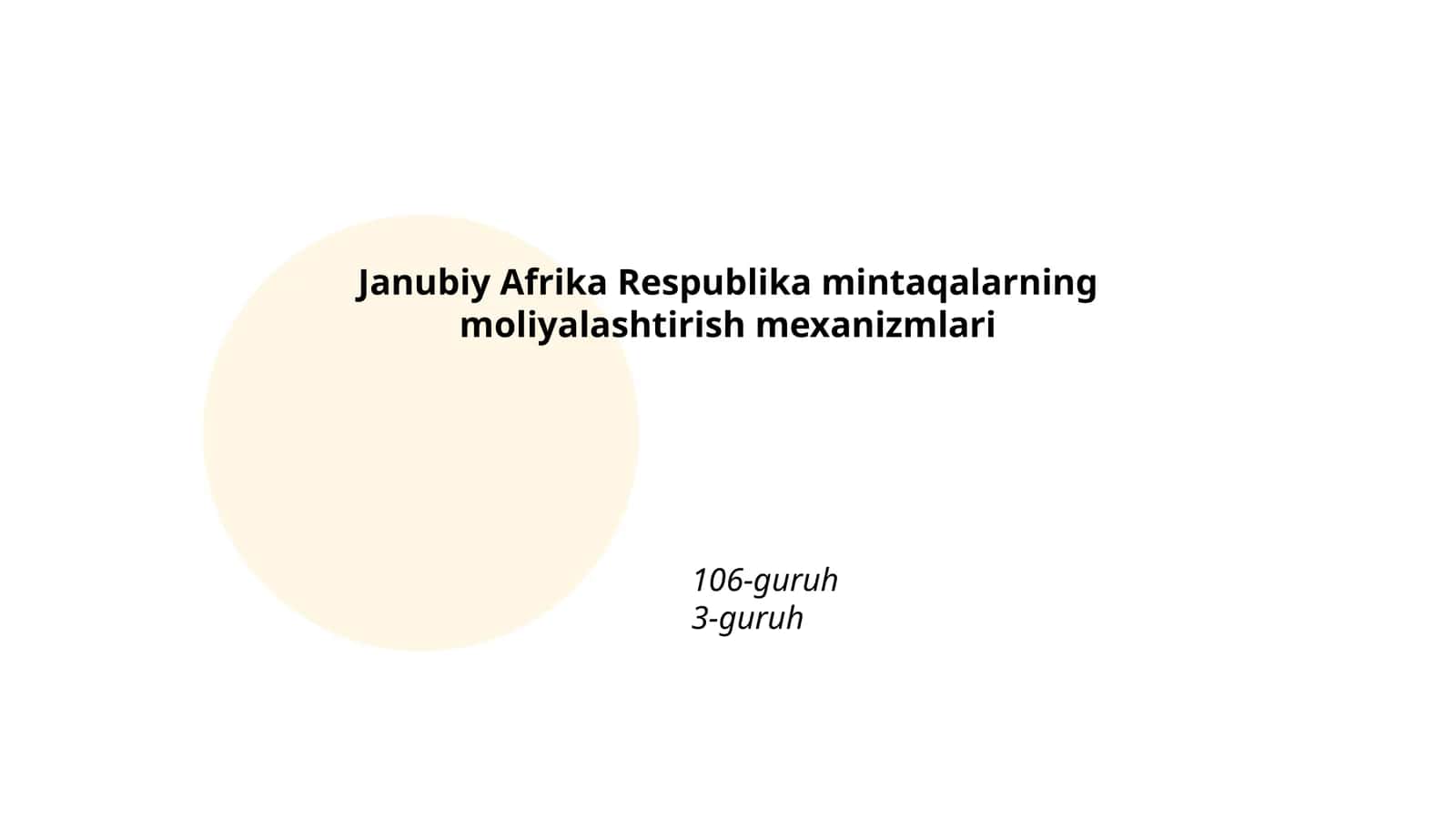 Janubiy Afrika Respublika mintaqalarning moliyalashtirish mexanizmlari 1