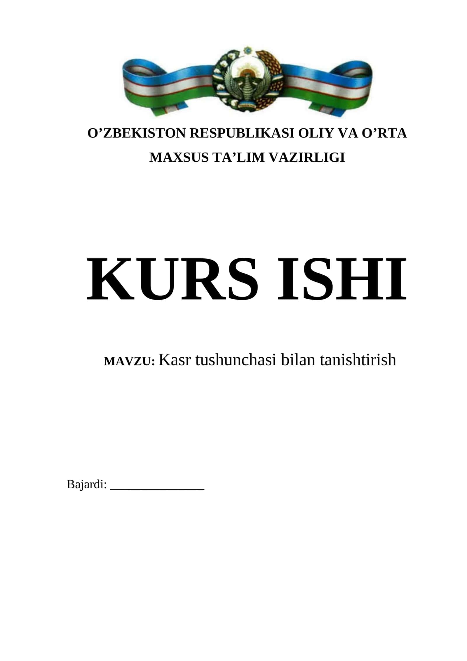 Kasr tushunchasi bilan tanishtirish 1