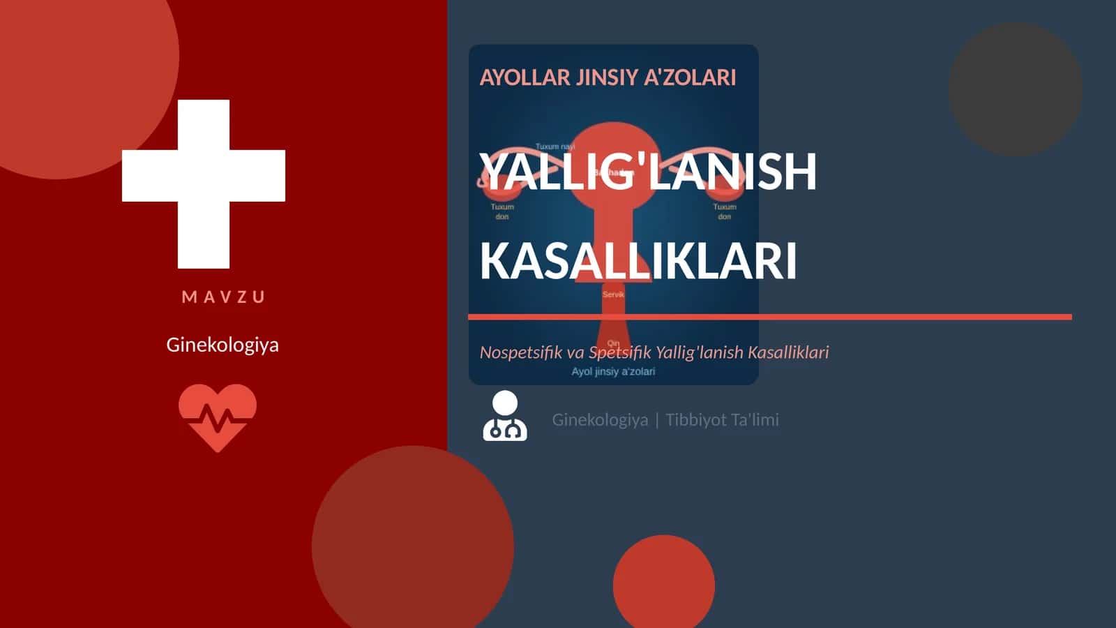 Ayollar jinsiy a'zolarning nospetsifik va spetsifik yallig'lanish kasalliklari. 1