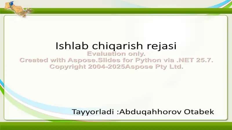 Ishlab chiqarish rejasi 1
