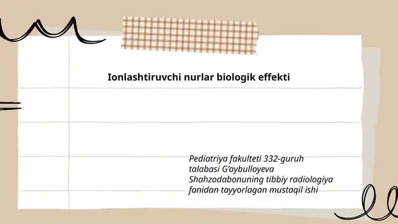 Ionlashtiruvchi nurlar biologik effekti 1