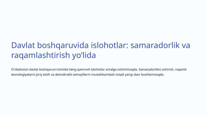 Davlat boshqaruvida islohotlar 1