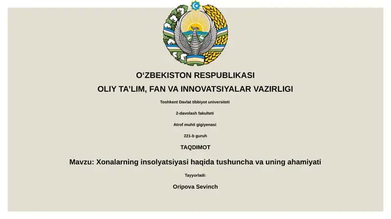 Insolyatsiya: Ta'rif, O'lchov va Me'yoriy Talablar 1