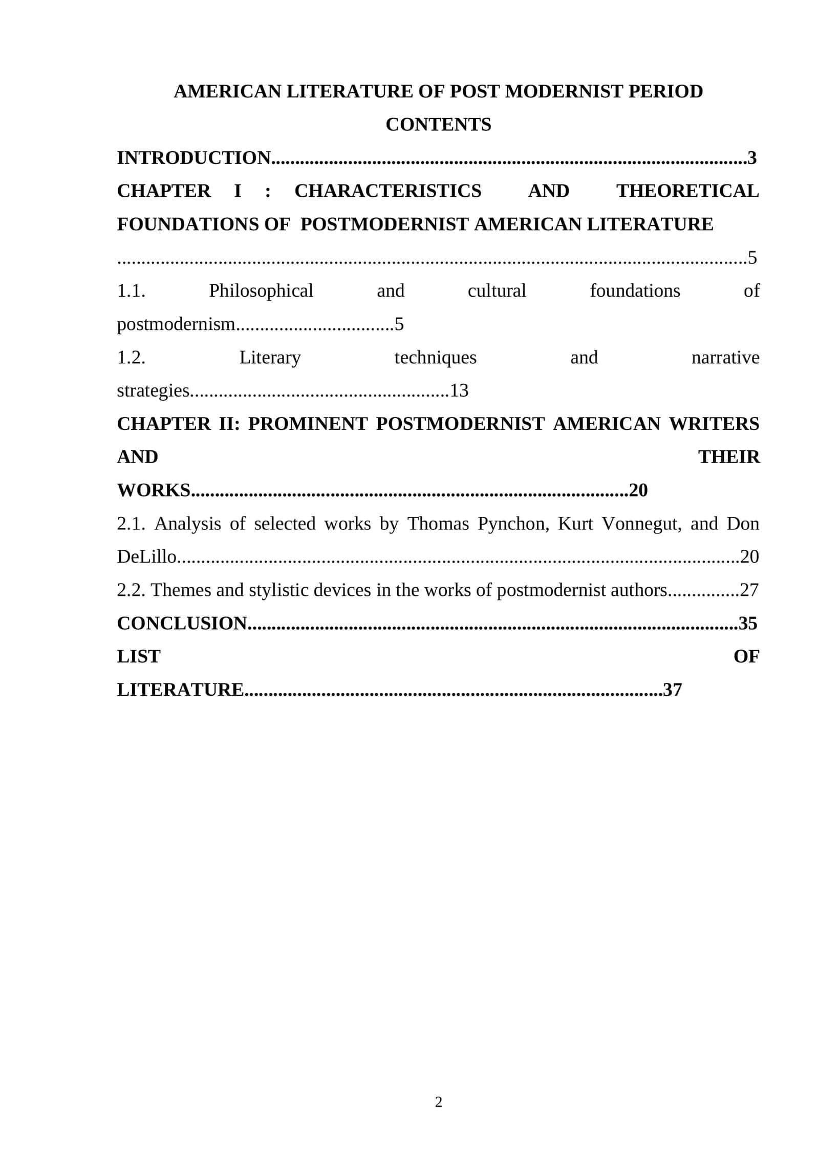 AMERICAN LITERATURE OF POST MODERNIST PERIOD 1