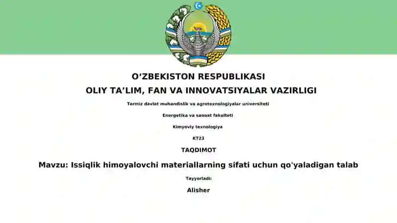 Issiqlik himoyalovchi materiallar