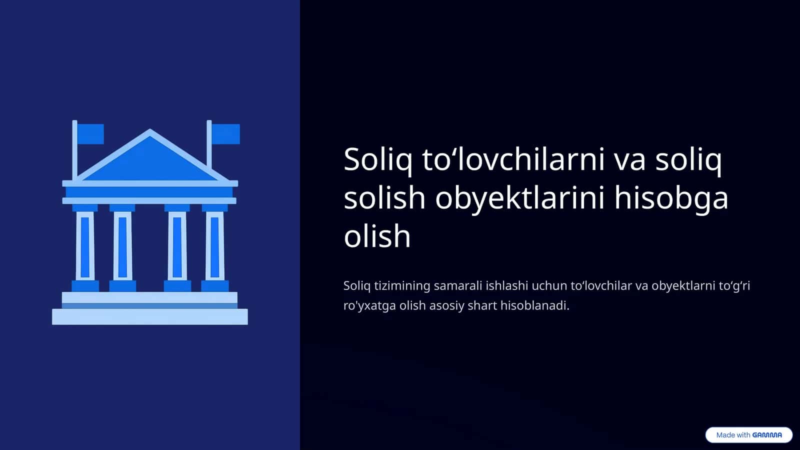 Soliq toʻlovchilarini va soliq solish obyektlarini hisobga olish 1