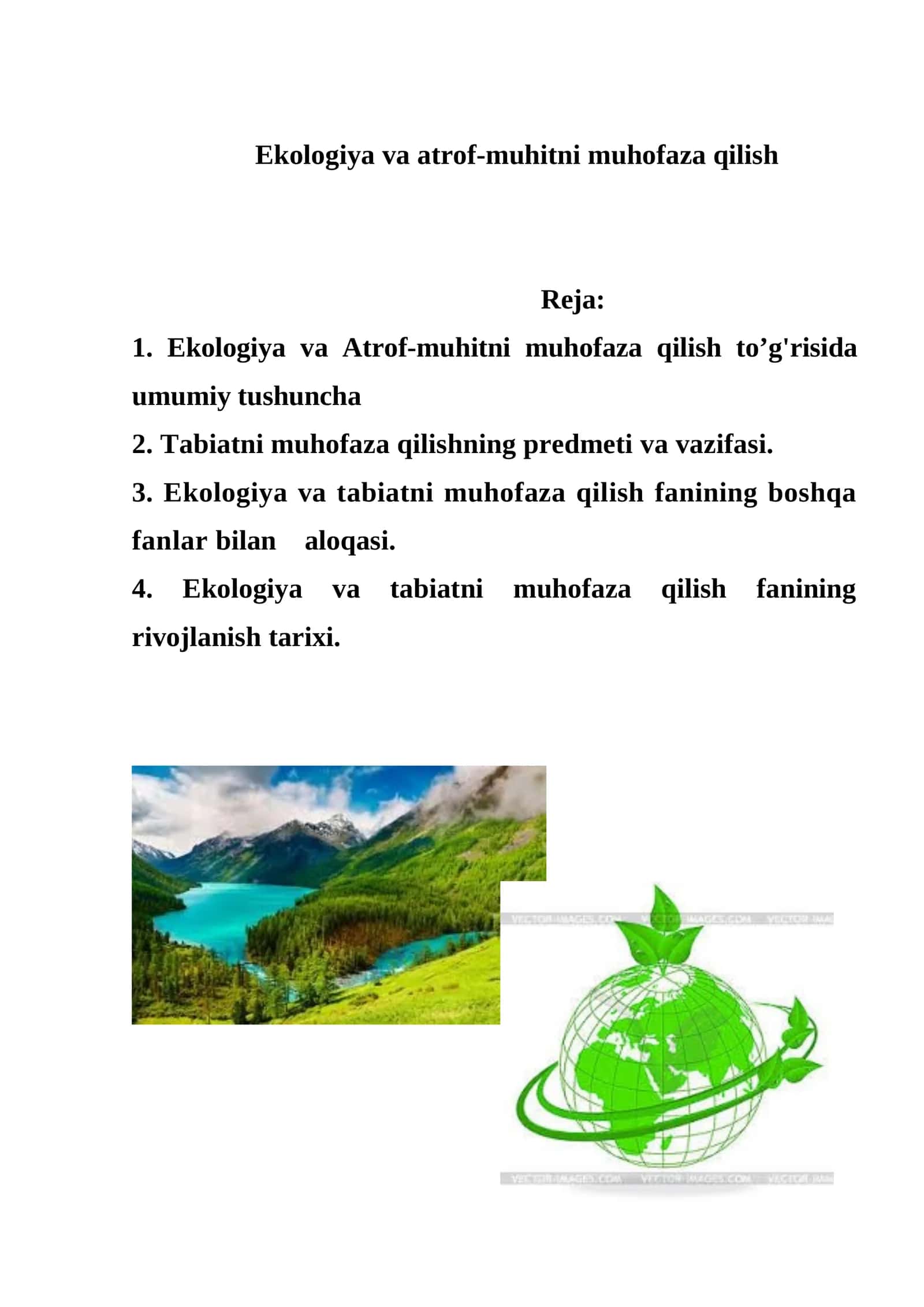 Ekologiya va atrof-muhitni muhofaza qilish 1
