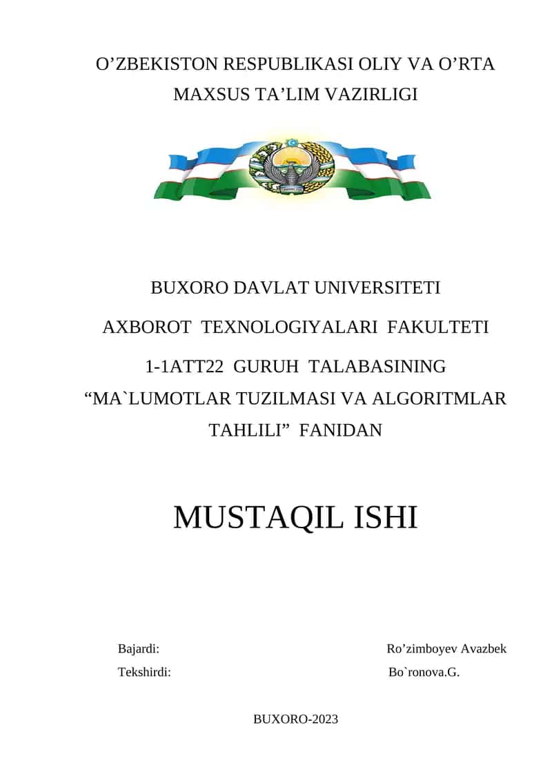 Graf tushunchasi. Graf elementlari. Graf turlari. Grafni to‘liq aylanib chiqish. 1