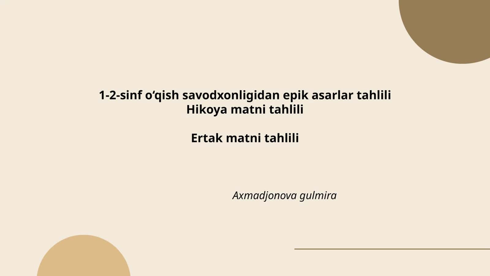 1-2-sinf o‘qish savodxonligidan epik asarlar tahlili 1