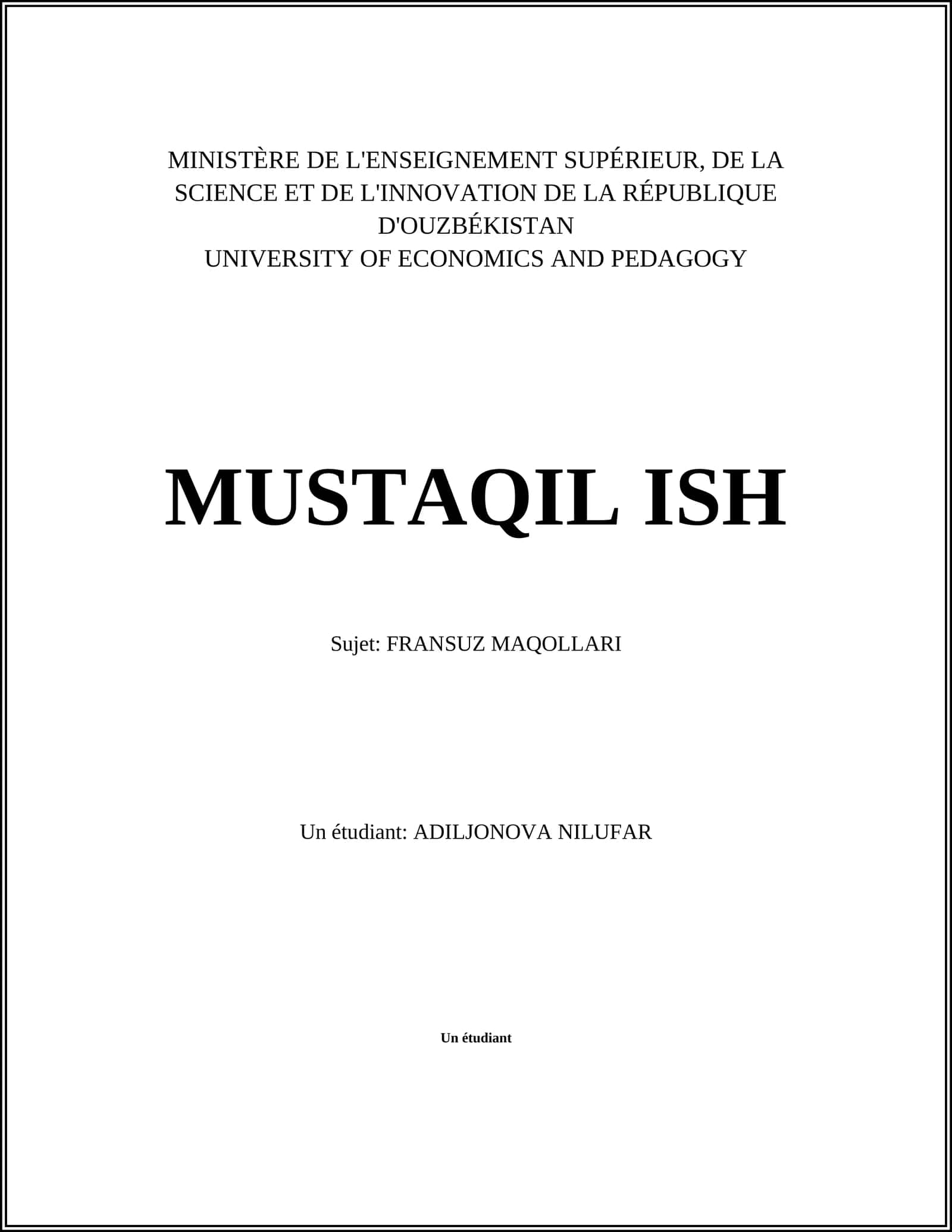 FRANSUZ MAQOLLARI 1