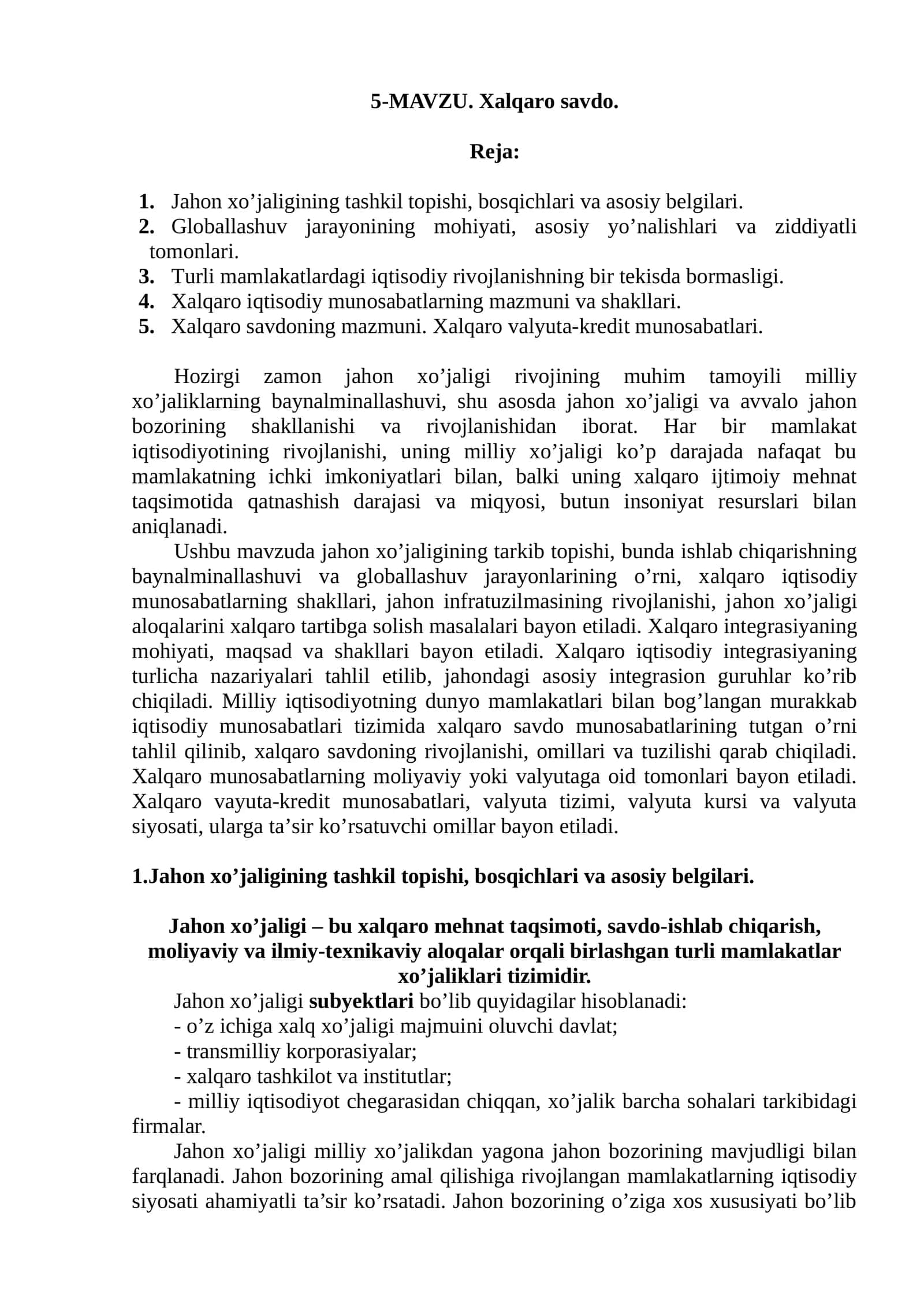 Xalqaro savdo 1