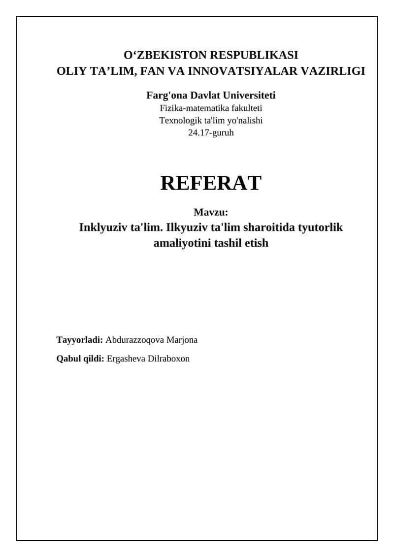 Inklyuziv ta'limda tutorlikning roli va ahamiyati 1