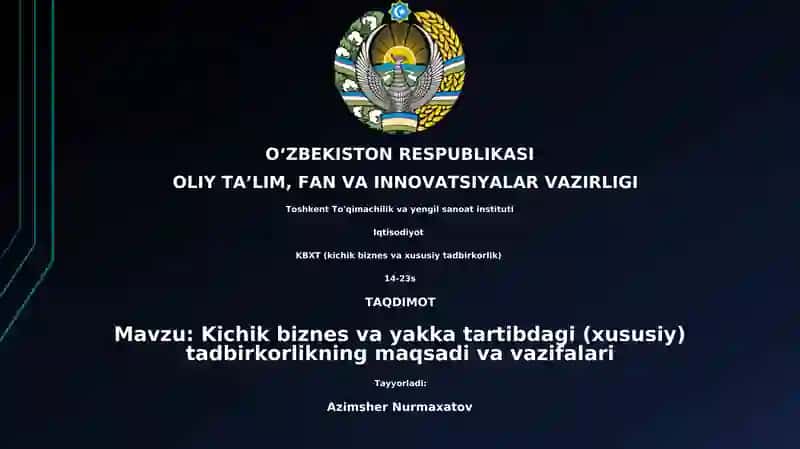 KBXT (kichik biznes va xususiy tadbirkorlik)