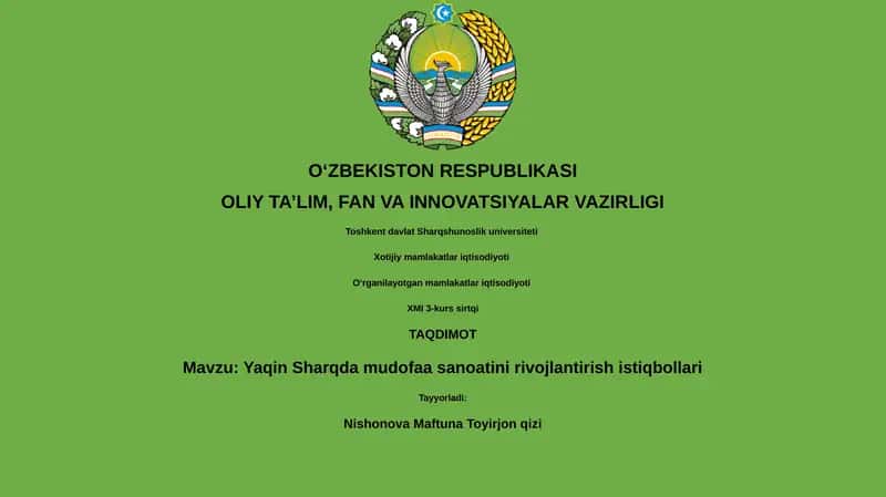 Yaqin Sharqda mudofaa sanoatini rivojlantirish istiqbollari 1