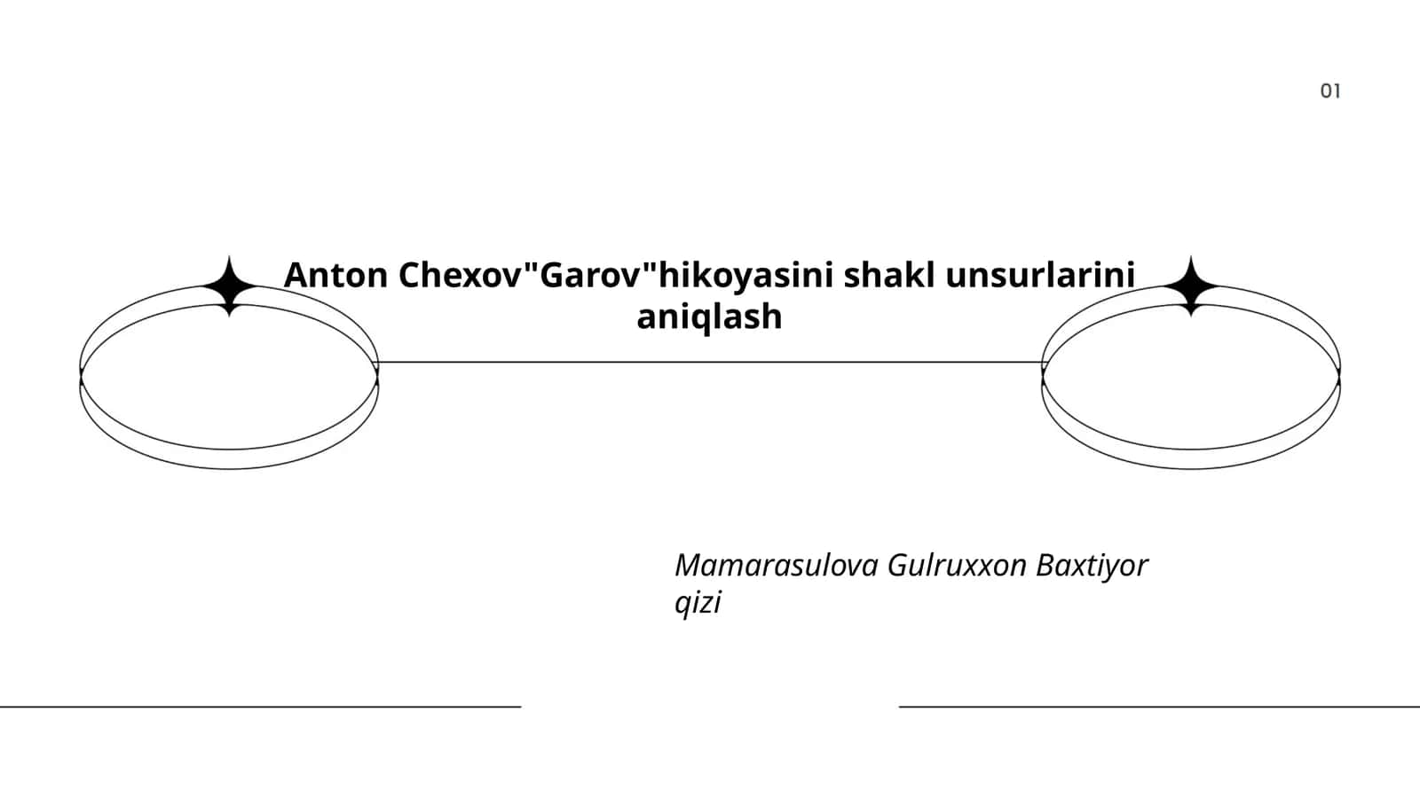Anton Chekhov "Garov" hikoyasini shakl unsurlarini aniqlash 1