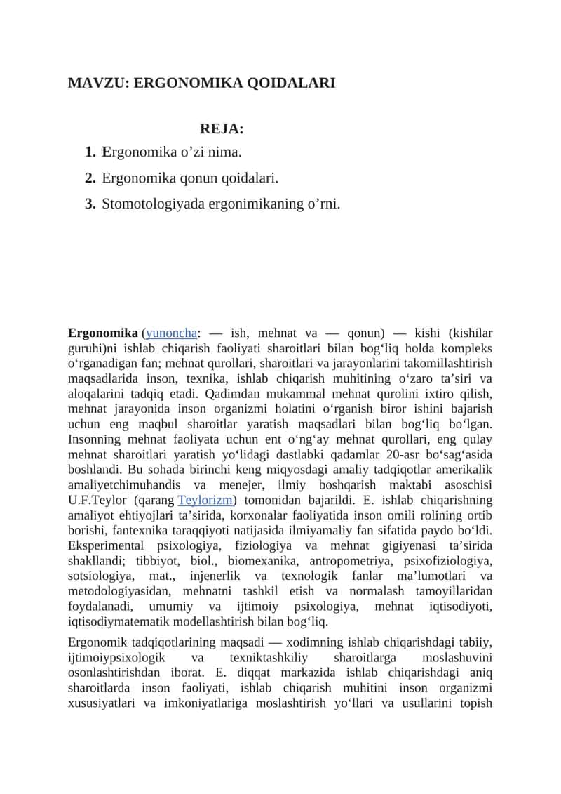ERGONOMIKA QOIDALARI 1