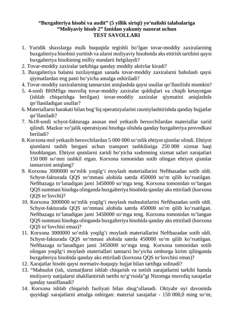 Moliyaviy hisob 2 1