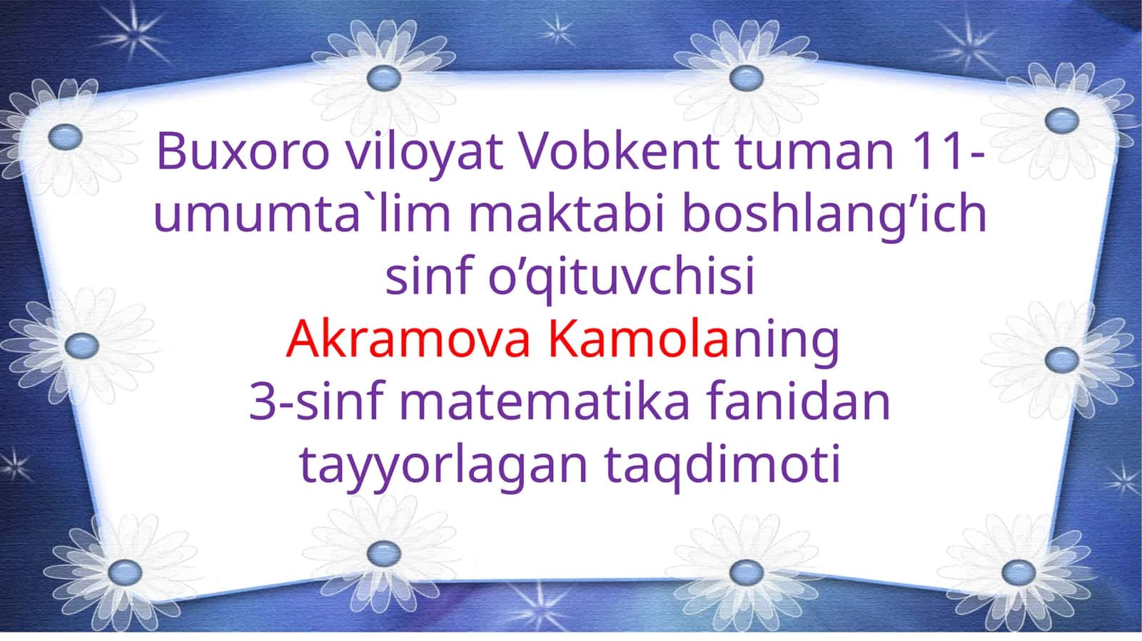 3-sinf matematika fanidan ta'lim 1