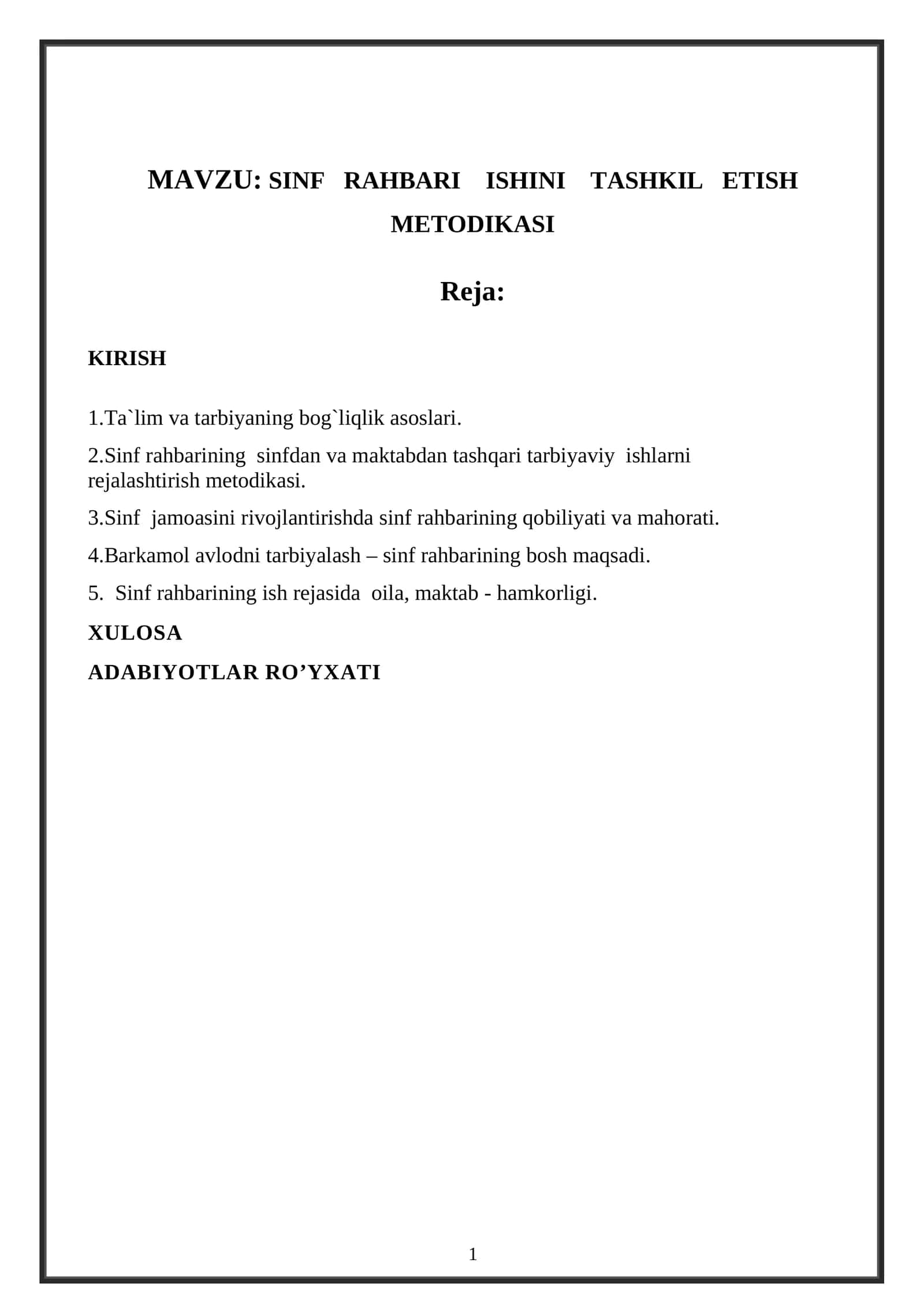 SINF RAHBARI ISHINI TASHKIL ETISH METODIKASI 1