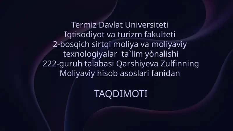 Moliyaviy hisobotning maqsad va vazifalari 1