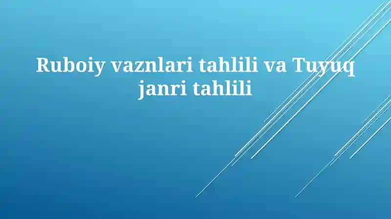 Ruboiy va tuyuq janri tahlili