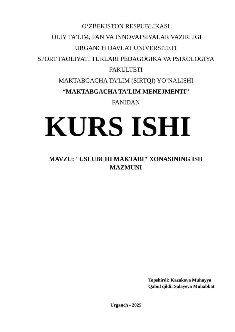 "USLUBCHI MAKTABI" 1