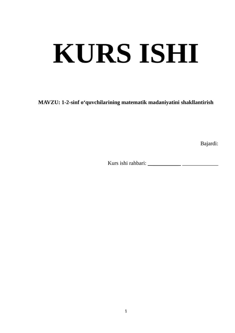 1-2-sinf oʻquvchilarining matematik madaniyatini shakllantirish 1