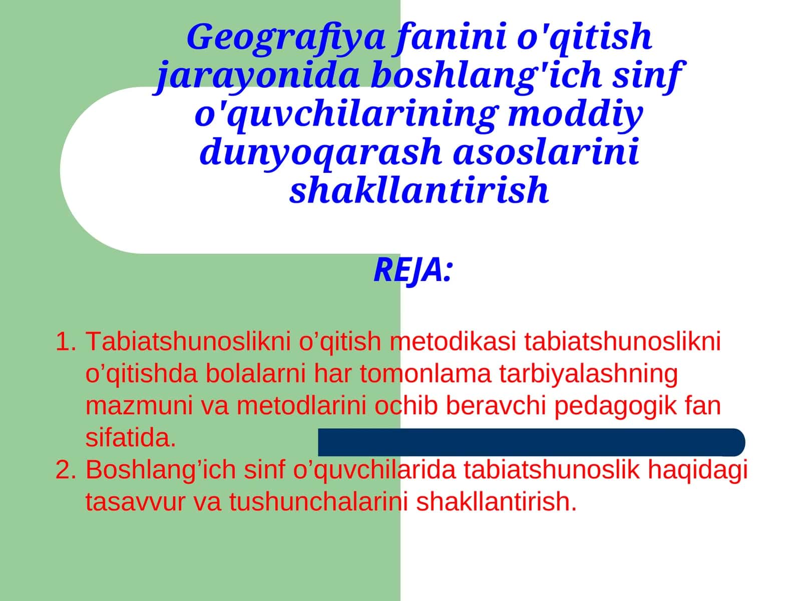 Tabiatshunoslikni o’qitish metodikasi 1