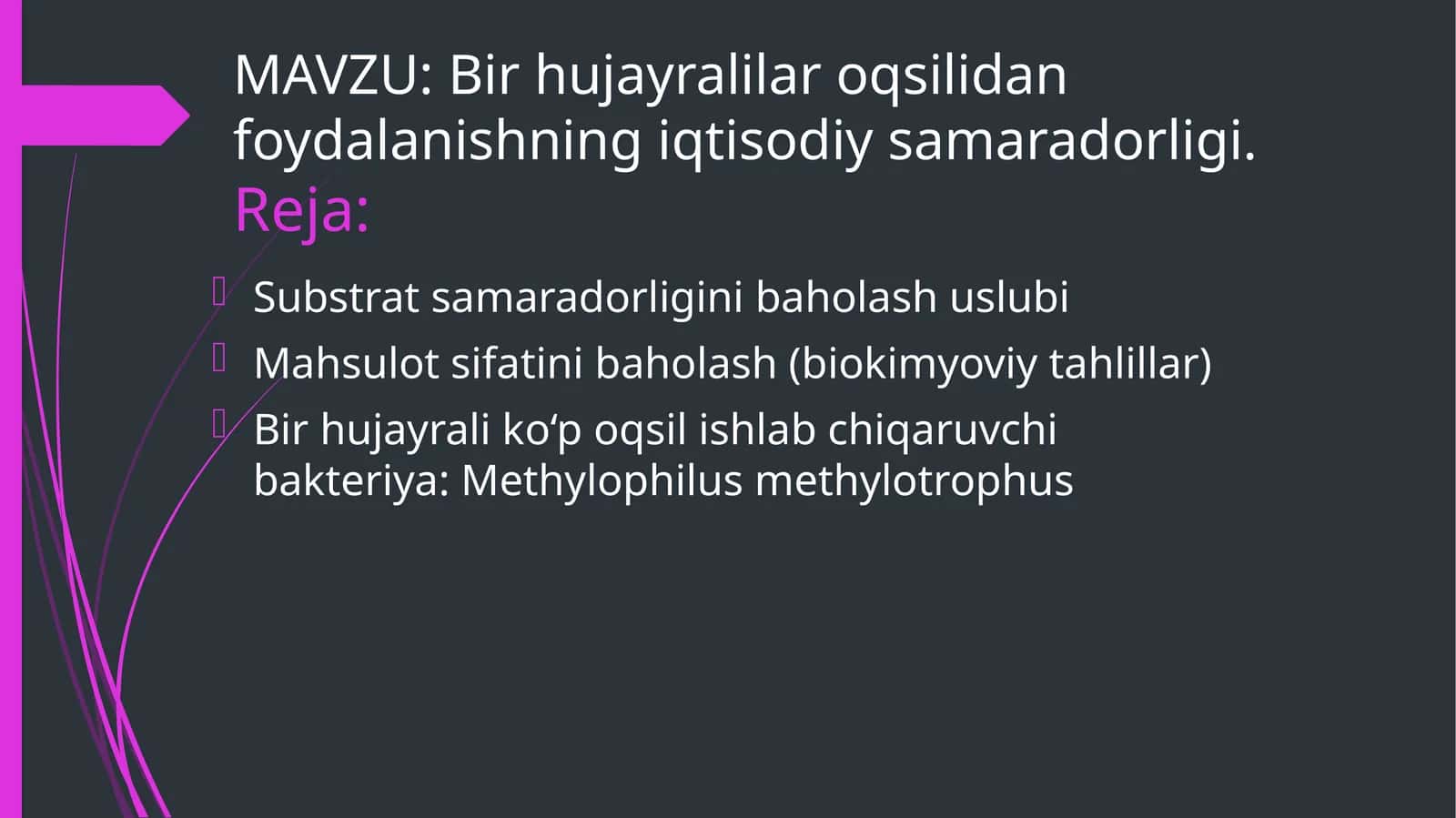 Bir hujayralilar oqsilidan foydalanishning iqtisodiy samaradorligi 1
