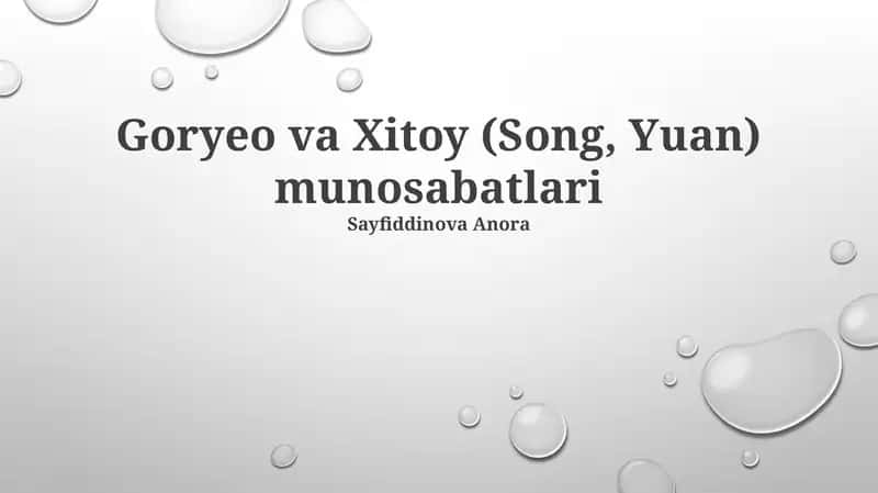 Goryeo va Xitoy (Song, Yuan) munosabatlari 1