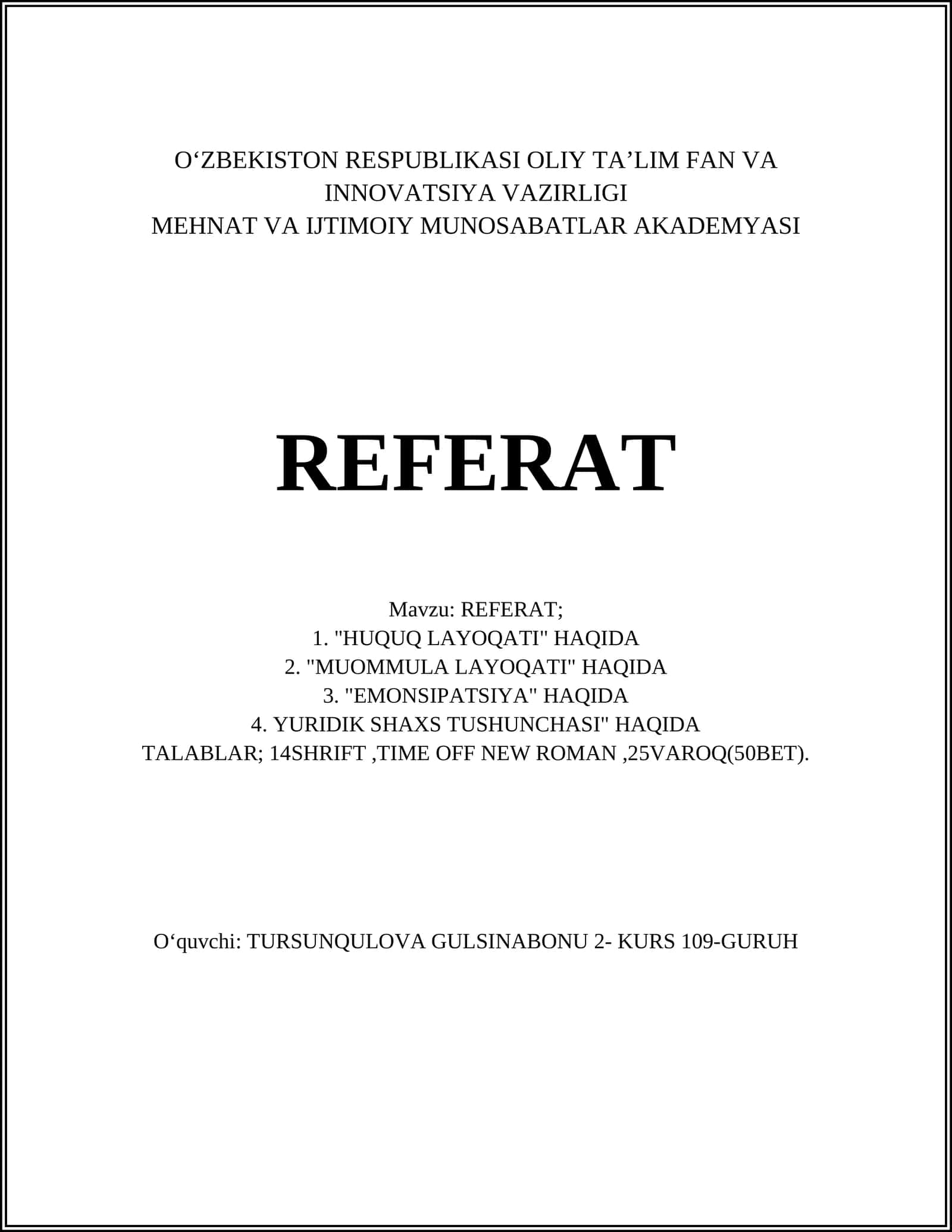 HUQUQ LAYOQATI 1