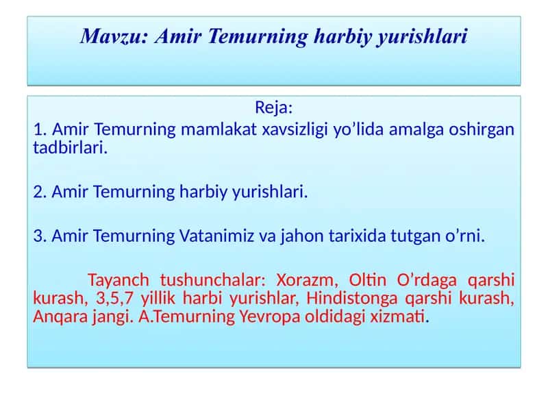 Amir Temurning harbiy yurishlari 1