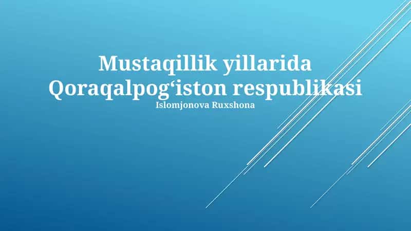Mustaqillik yillarida Qoraqalpogʻiston respublikasi 1
