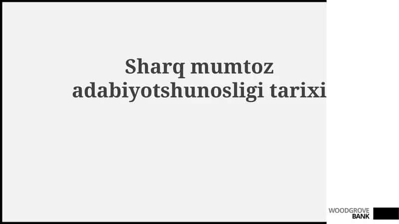 Sharq adabiyot shunosligi tarixi 1