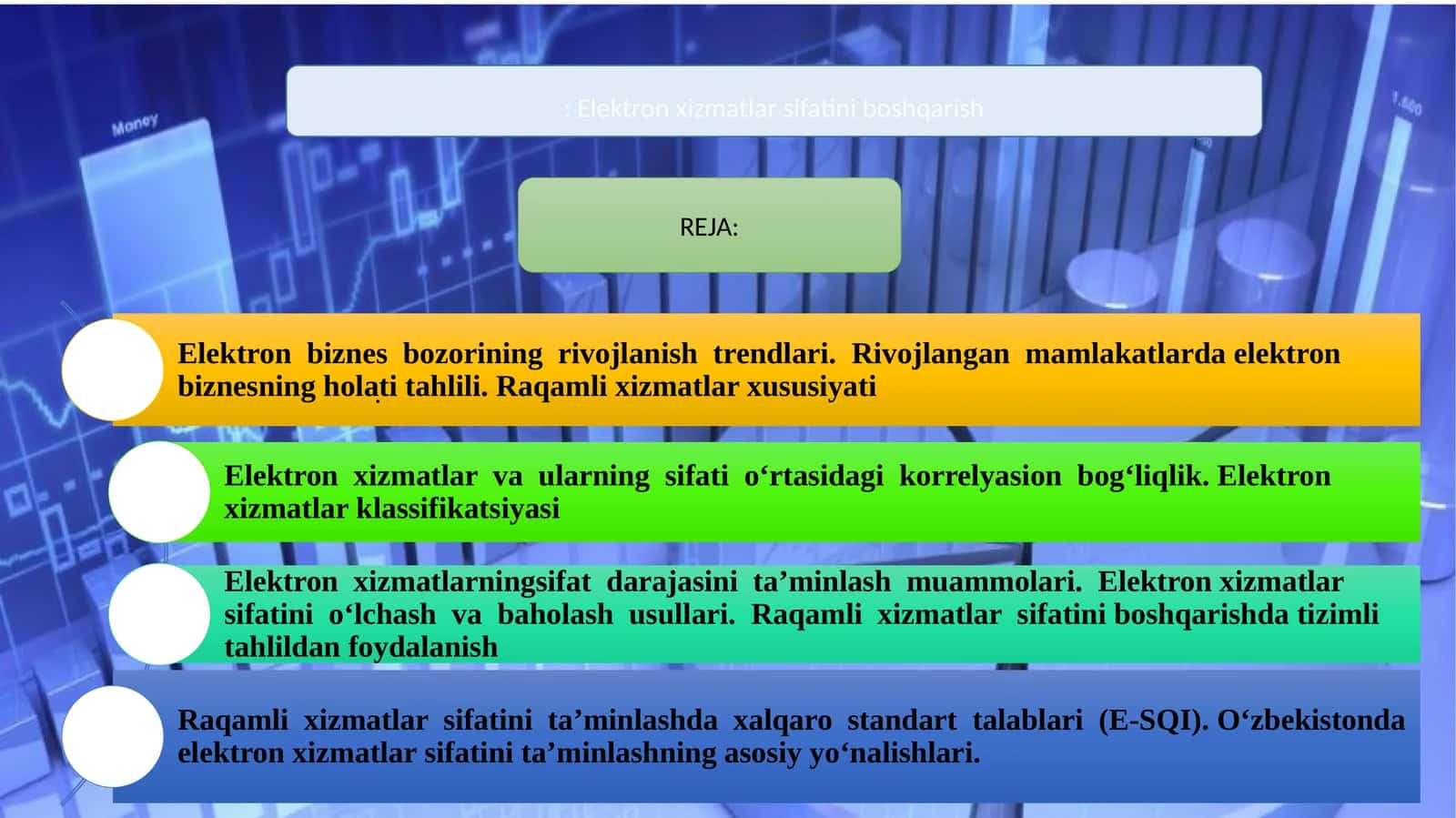 Reja: Elektron xizmatlar sifatini boshqarish 1